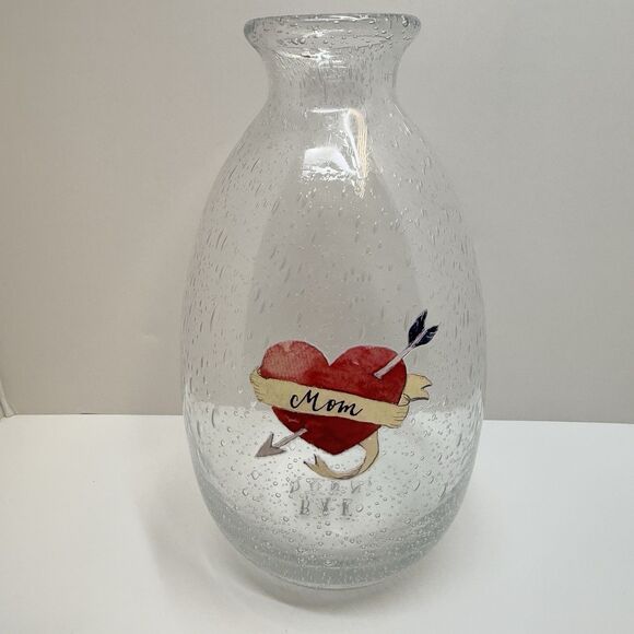 Rae Dunn Heart Mom Bubble Glass Bud Vase - Picture 1 of 7